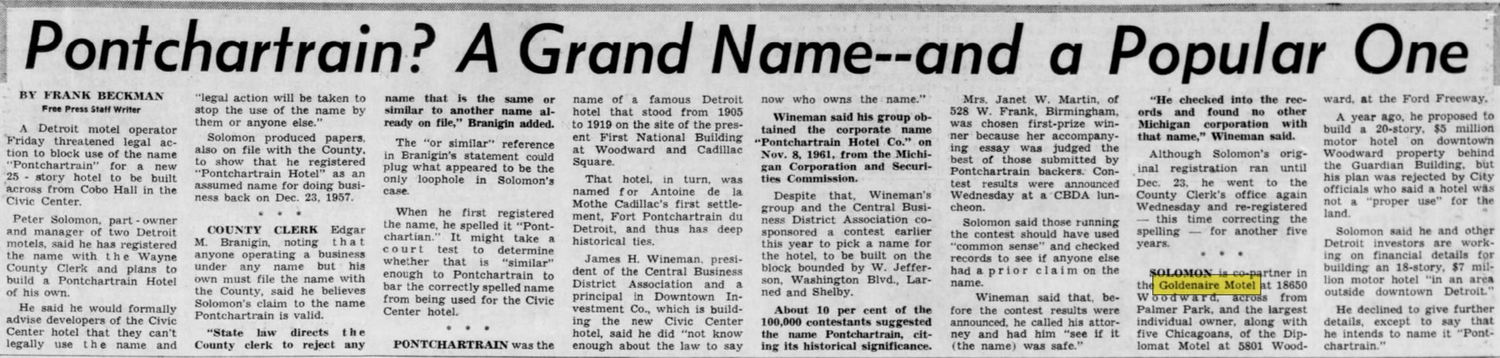 Goldenaire Motel - Dec 1962 Article On Pontch (newer photo)